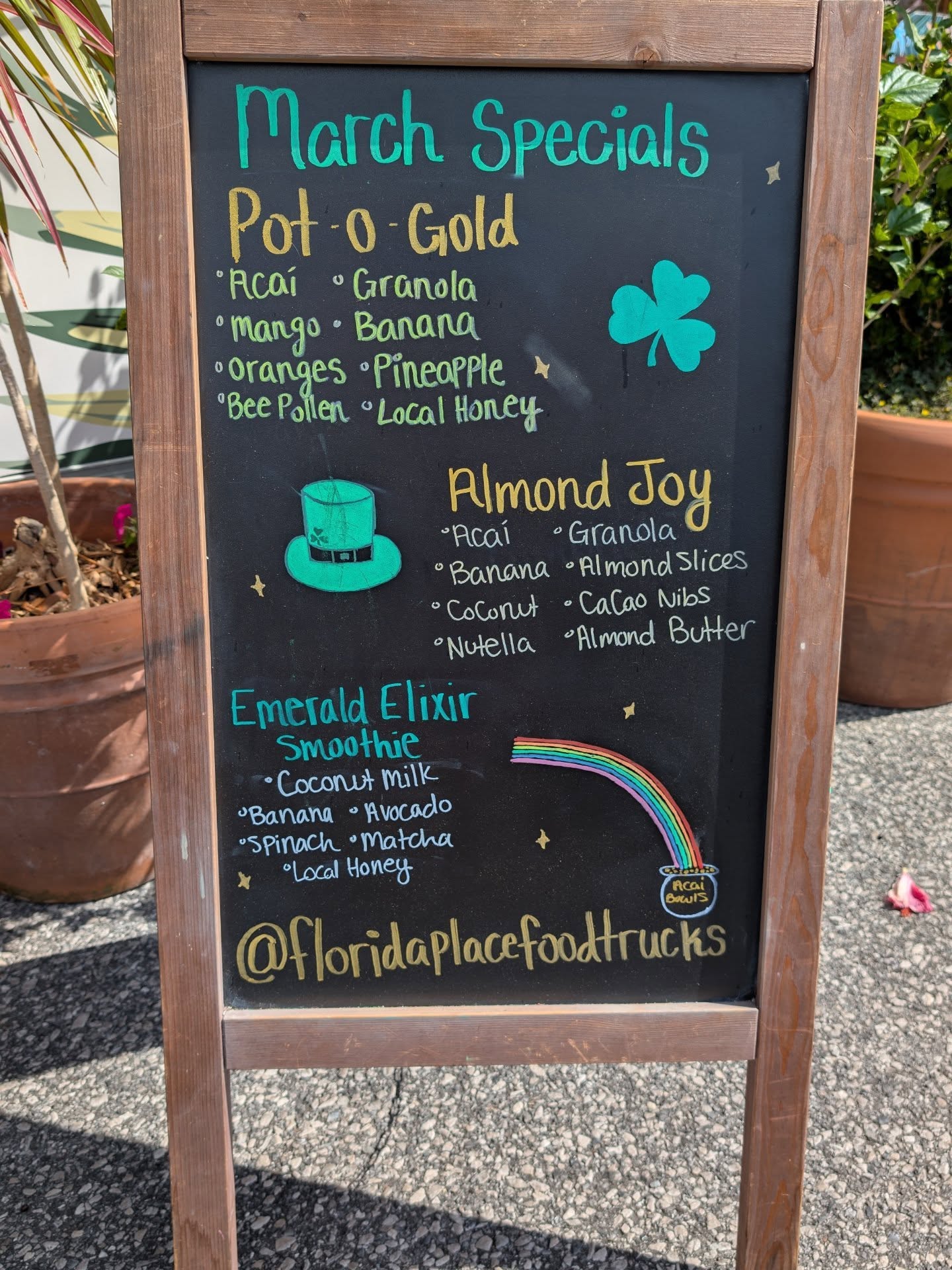 Seasonal chalkboard specials on a food truck menu