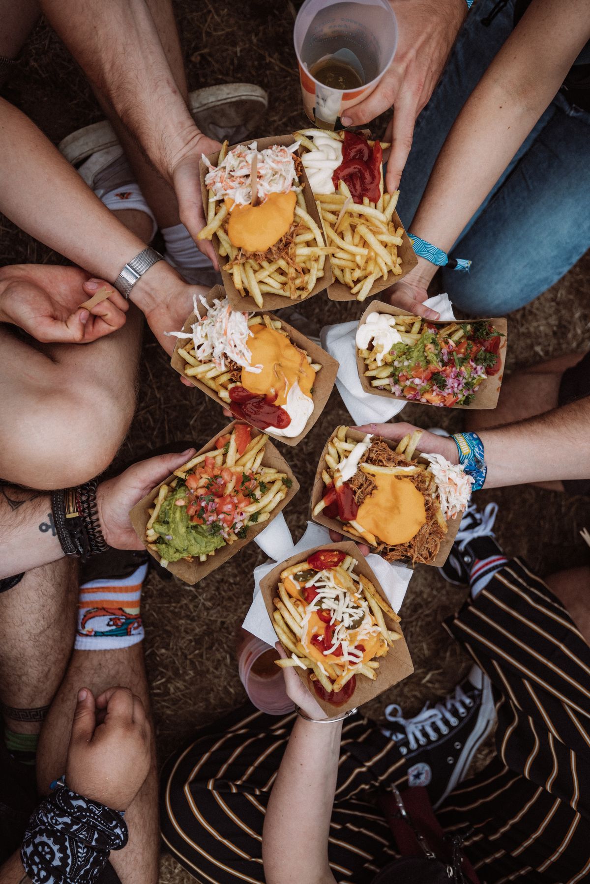 Festival crowd enjoying food truck