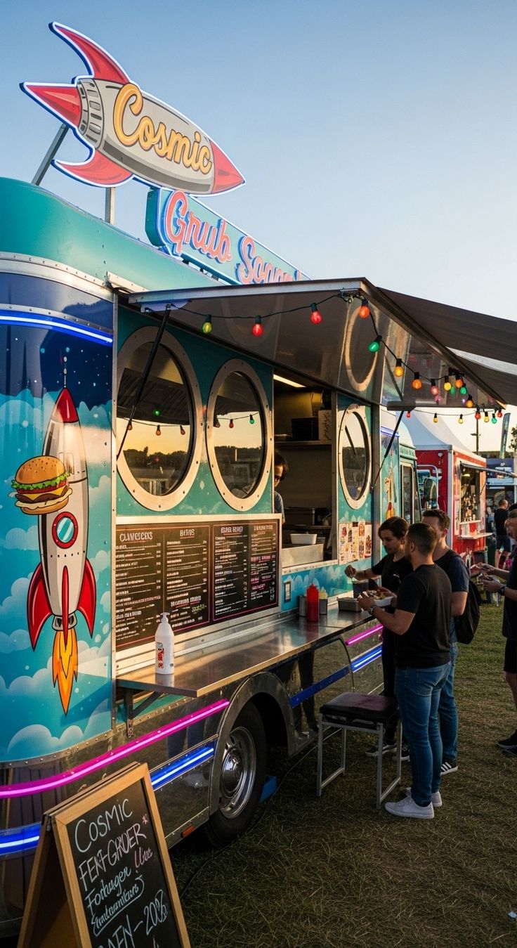 QR code and signage at food truck window