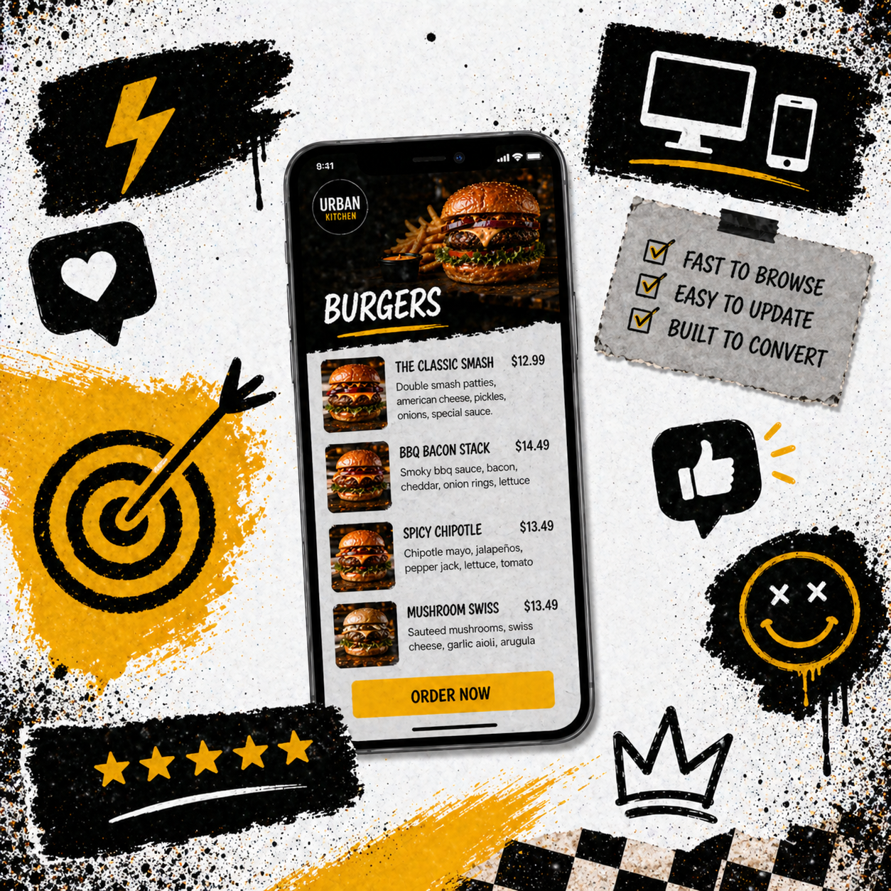 Restaurant menu edits and updates on a screen